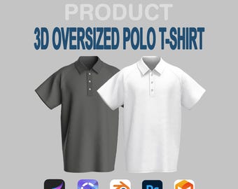 Oversized Polo T-Shirt Mockup For Procreate | 3D Clothing | Clo3D, Blender