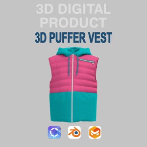 Chaleco acolchado 3D: modelo de moda digital para CLO3D, Blender y Marvelous Designer