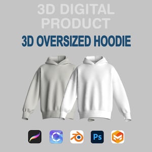 3D-huvtröja för män – anpassningsbar digital huvtröja för Procreate, Blender och Clo3d