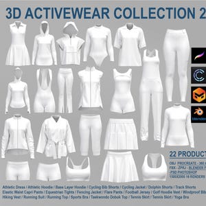3D Activewear Collection – 22 Customizable Models for CLO3D, Procreate & Blender | OBJ FBX ZPRJ + Animation + Renders 3DHoodie,3DTshirt