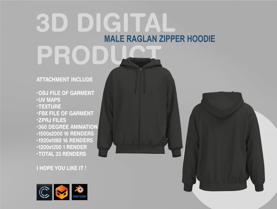 3d zipper hoodie sale