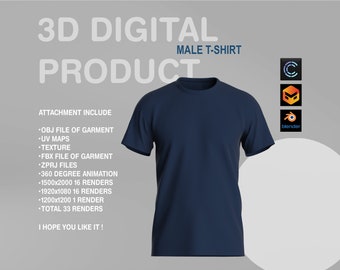3D T-shirt -  Marvelous Designer - CLO3D - OBJ - FBX - ZPRJ - digital - digital garment