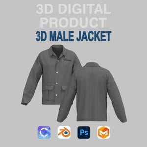 Chaqueta 3D para hombre / Ropa exterior digital / Clo3D, Blender, Obj, FBX, Procreate File Digital Dowland