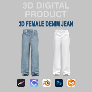 3D Denim Jeans Mockup für Procreate | Clo3D Blender Kleidungsstück | Kleidungsmodell