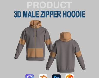 Mockup 3D di felpa con cappuccio per Procreate / Clo3D Blender Garment / Modello di abbigliamento