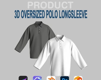 Oversized Polo Tee Mockup for Procreate | Clo3D Blender Garment | Clothing Model