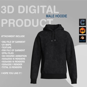 3D Male Hoodie: Garment Design Files (Digital Download)