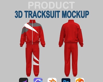 3D Tracksuit Mockup for Procreate | CLO3D Blender Outfit | Sport Clothing Set