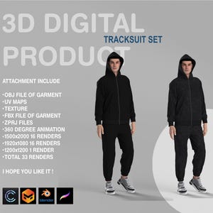 3D Tracksuit Set: Digital Garment Files (OBJ, FBX, ZPRJ)
