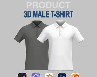 Polo Tshirt Mockup For Procreate-  Clo3D, Blender &  File Digital Download