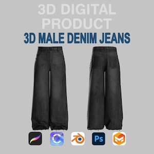 3D-jeansmockup voor Procreate | CLO3D-blenderkledingstuk | Kledingmodel