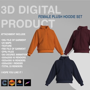 3D Plush Hoodie Set: OBJ FBX ZPRJ Files (Digital Download)