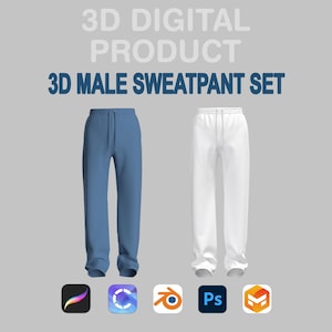 3D-joggingbroek heren – Procreate & CLO3D aanpasbaar digitaal broekmodel voor blender en meer