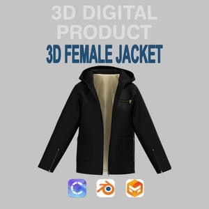 Chaqueta 3D para mujer: modelo digital personalizable CLO3D para Blender/OBJ, renders FBX ZPRJ, maqueta de traje 3D, maqueta de chaqueta 3D