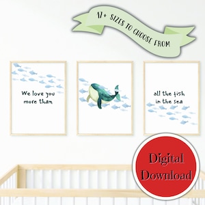 Nautical Nursery Decor | Nautical Nursery Art Prints | Boys Room Decor | Ocean Nursery Prints | Kids Wall Art | Beach Decor | Whale Print