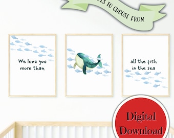 Nautical Nursery Decor | Nautical Nursery Art Prints | Boys Room Decor | Ocean Nursery Prints | Kids Wall Art | Beach Decor | Whale Print
