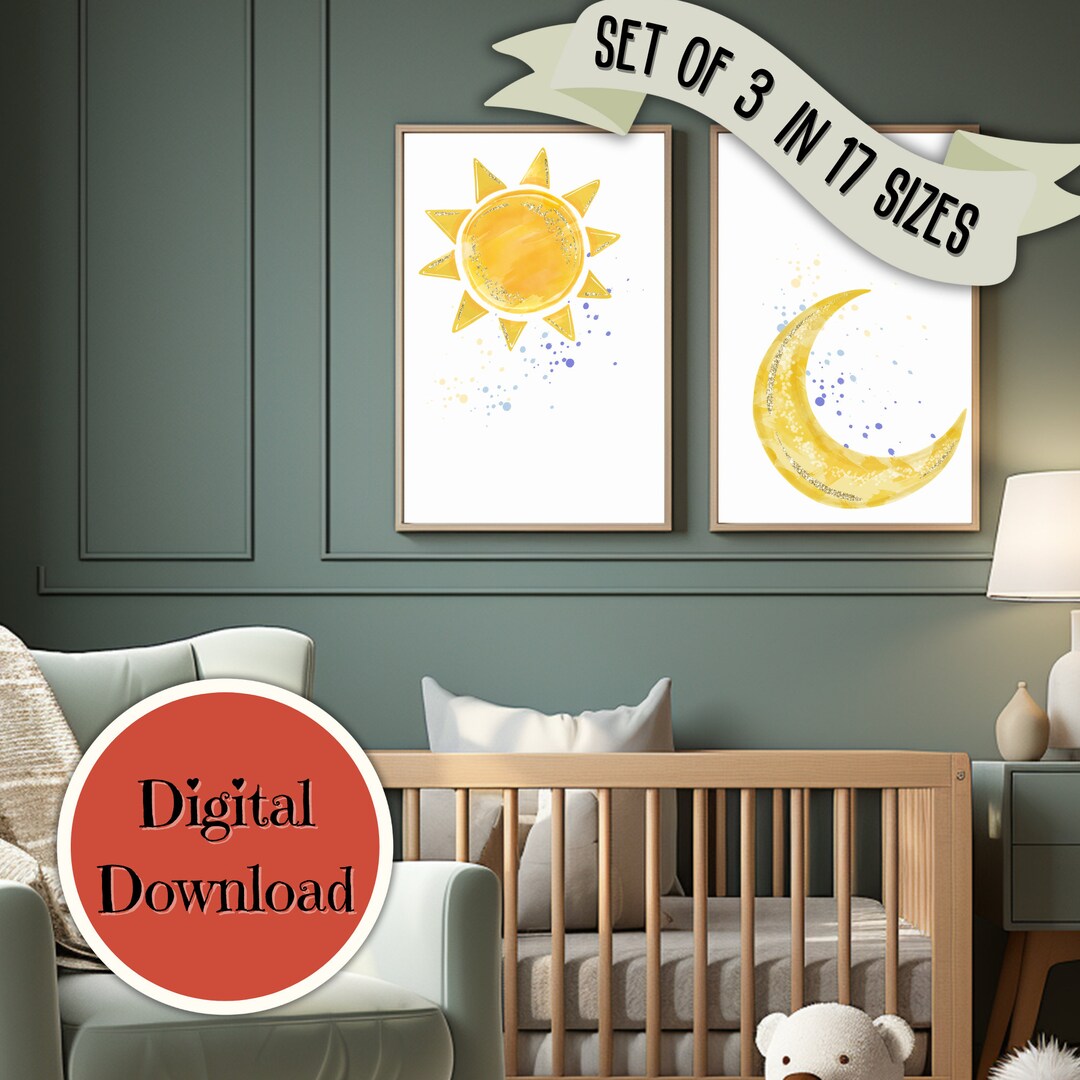 Sun and Moon Nursery Wall Art | Neutral Nursery Decor | Sunshine Decor ...