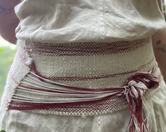 Hawthorn Womb Wrap - handwoven belt with handspun fibers