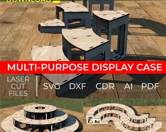 Tiered Display Stand Laser Cutting Multi-purpose Display Case Vector Stand Sectional Shelf Display Case  Dxf, Ai, Pdf, CDR Digital Download