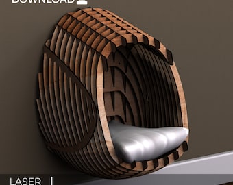 Stylish Cat House For Laser Cutting, Hanging Cat Bed CNC, Vector shelf for cat SVG, Cat Wall Furniture DXF, Ai,Pdf,Cdr, Parametric Cat House