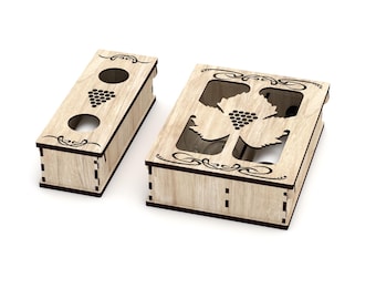 Wine Bottle Box Vector Cutting File, CNC Laser Cut (Digital Download)