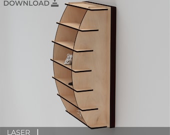 Collectible Shelves Cut SVG, Miniature Figure Shelf, Wall Hanging Organize Dxf, Ai, Pdf, Cdr, Digital Download, Vector for X-tool