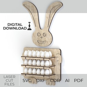 File Easter Shelf for 36 Eggs Easter Egg Stand SVG Lazer Cut file for Glowforge Egg Racks Easter Holder Vector DXF cdr PDF Digital Download