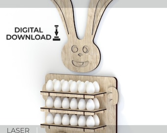 Easter Egg Shelf SVG: Bunny 36-Egg Stand Laser Cut File (Digital Download)