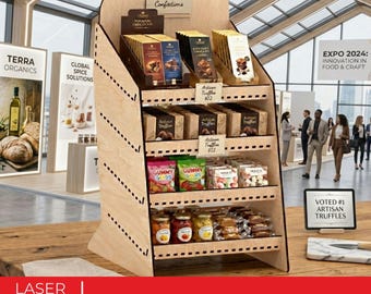 Vendor Display Shelf SVG Folding Display Case 4-section Exhibition Stall
