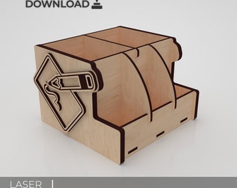 Plywood Pen Holder CNC File, Desk Organizer SVG, Glowforge Project, Home Office Gift on table, vector cut file CNC, Laser cut