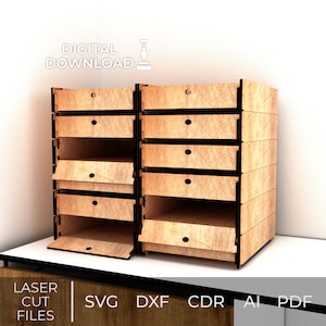 Stojak na stół wycięty laserowo, szablon organizera na biurko SVG, plik wektorowy xTool, półka do przechowywania na blacie stołu, plik dla Glowforge, półka na biurko Dxf