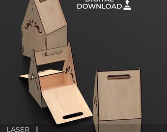 Laser Cut Wooden Box with Handle SVG Files (Digital Download)