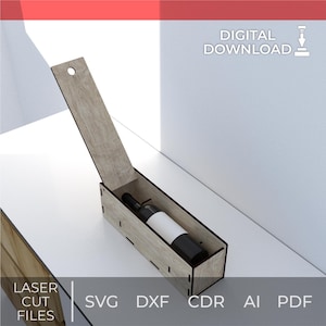 Caixa de vinho universal cortada a laser, arquivo para caixa de vinho com tampa elevatória, modelo para caixa de vinho, arquivo cortado a laser para SVG, DXF, AI, PDF, CDR