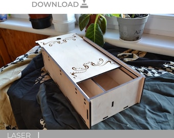 Wine Box SVG Wine Box Case  Laser Cut File Alcohol Box Box for Bottle Laser Cut Wine box with Sliding Lid Wine for Glowforge