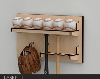 Baseball, bat, holder, medal holder, medal rack, ball rack, laser file, SVG, DXF, Glowforge, dad gifts