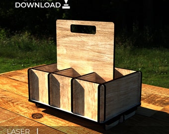 Laser Cut Beer Box Caddy SVG: 6 Bottle Holder Plans (Digital Download)