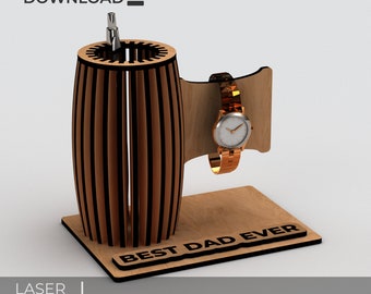 Desk Organizer CNC File, Pen & Watch Holder, Father's Gift (Digital Download)
