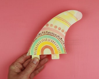 Boho Rainbow - Hand painted surfboard fin - the perfect beach house decor