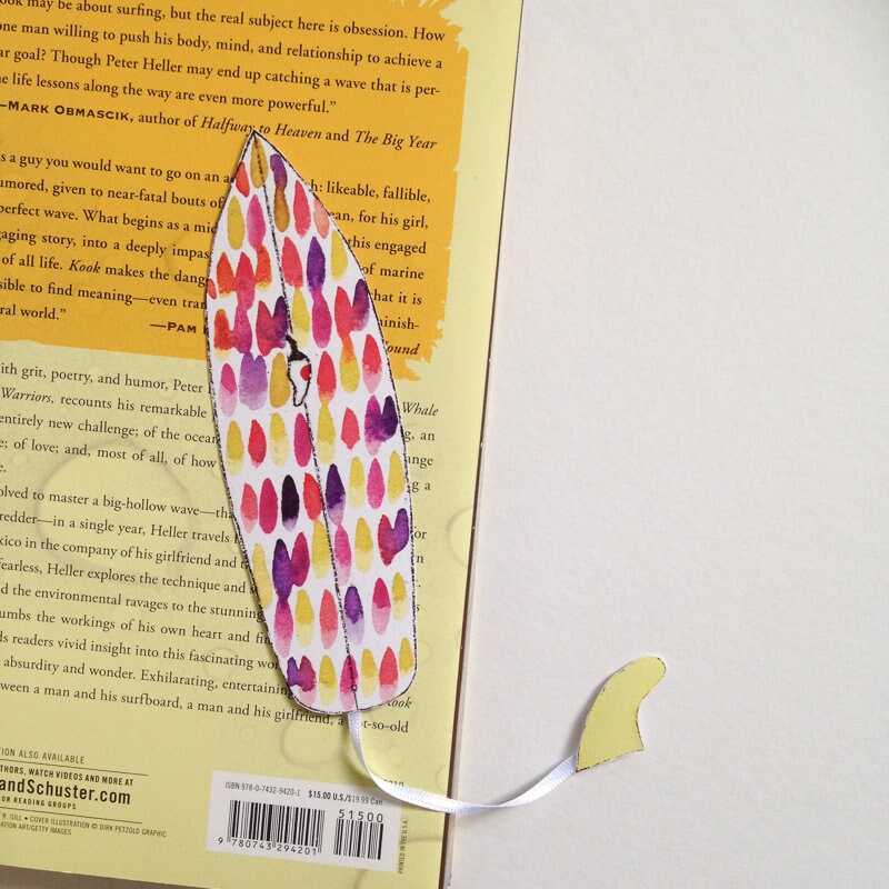 Surfboard Bookmark Watercolor Beach Bookmarks Surf Fin - Etsy Australia