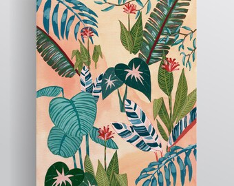 Tropicana Art Print - Contemporary tropical foliage - A4 gouache painting