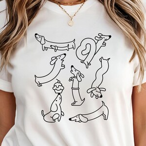 Minimalist Dachshund T-Shirt, Funny Wiener Dog, Gift for Dog Lovers, Sausage Dog Shirt, White Pet Lover Top, Fur Mom Shirt, Pet Parent Tee