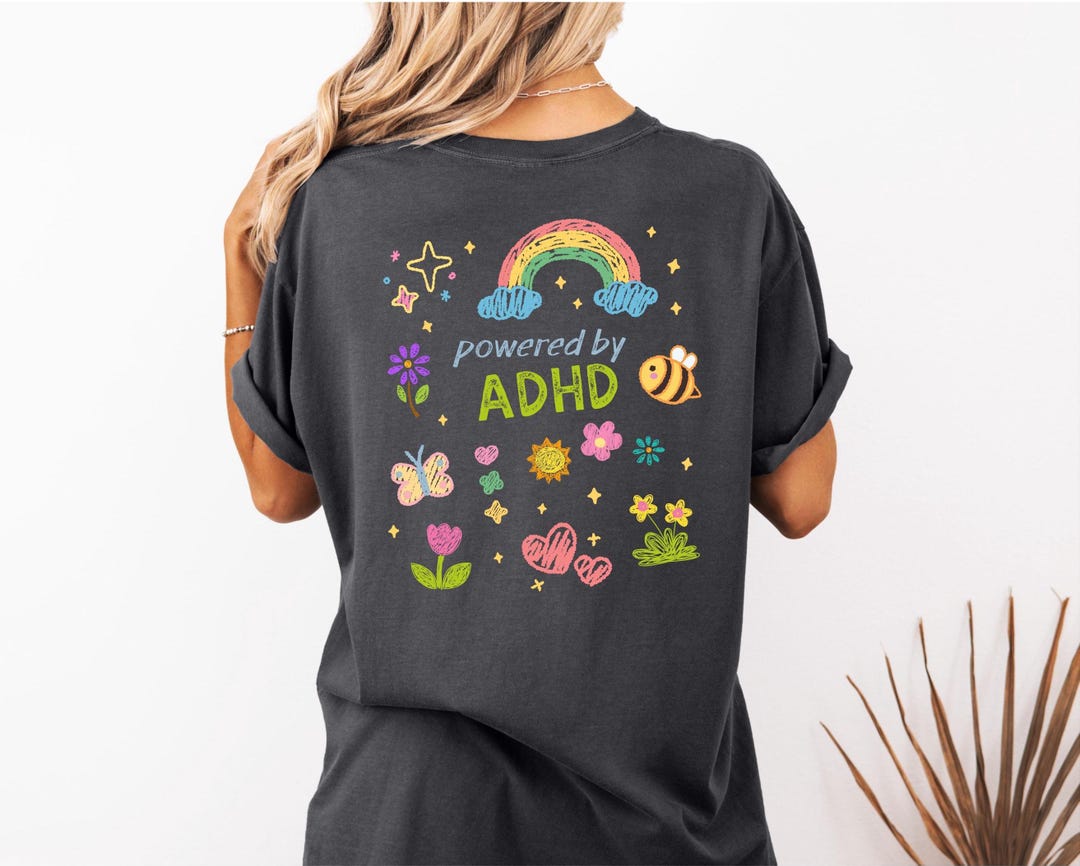 Neurodivergent ADHD Shirt, Powered by Adhd, Neurospicy Tee, Adult Adhd ...
