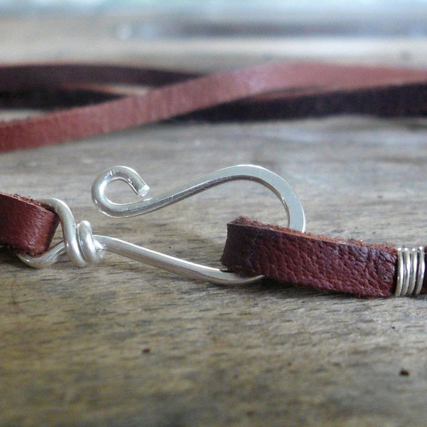 Soft supple Leather Necklace - 3mm Width. 5 colors. Handforged sterling silver clasp, Your choice of length & color.