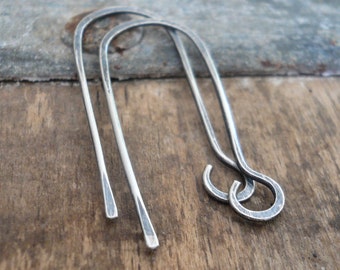 Minimalist Sterling Silver Earwires - Handmade. Handforged. Oxidized and Polished