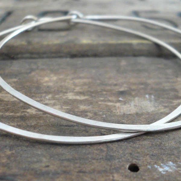 2 inch Sterling Silver Hoops - Handmade. Handforged