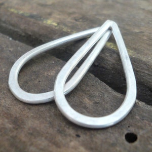 Medium Handforged Sterling Silver Tear Drops - Handmade. Hand forged. 22mm. 1 pair
