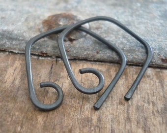 Whirlpool Sterling Silver Earwires - Handmade. Handforged. Heavily Oxidized