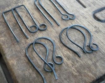 8 PAIR Variety Pack Sterling Silver Earwires - Handmade. Handforged. Heavily Oxidized