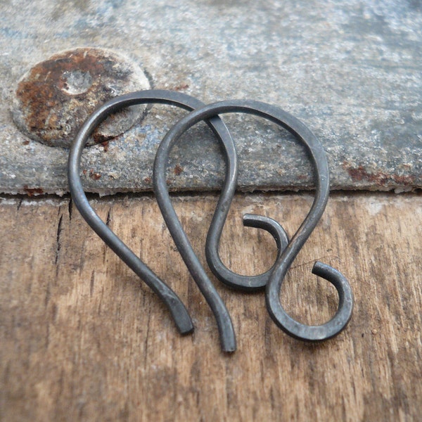 Twinkle Sterling Silver Earwires - Handmade. Handforged. Heavily Oxidized