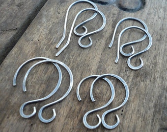 Sample Pack 4 pairs of my Sterling Silver Earwires - Handmade. Handforged. Oxidized and polished